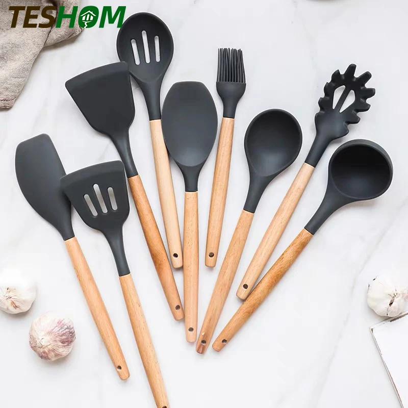 Набор посуды из черного силикона термостойкие антипригарные Инструменты для