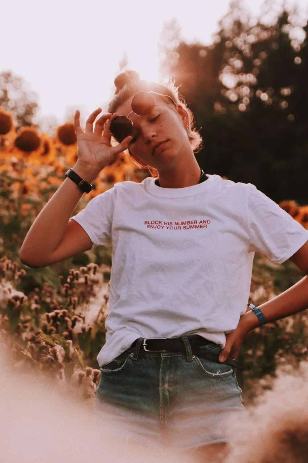 Заблокируйте его номер и наслаждайтесь летней милой футболкой забавная цитата