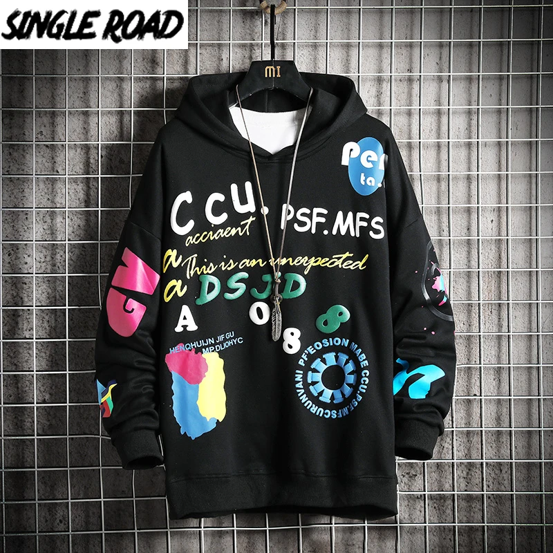 

Single Road Mens Hoodies Men Hip Hop Anime Sweatshirt Male Harajuku Japanese Streetwear Oversized Black Hoodie Men Sweatshirts