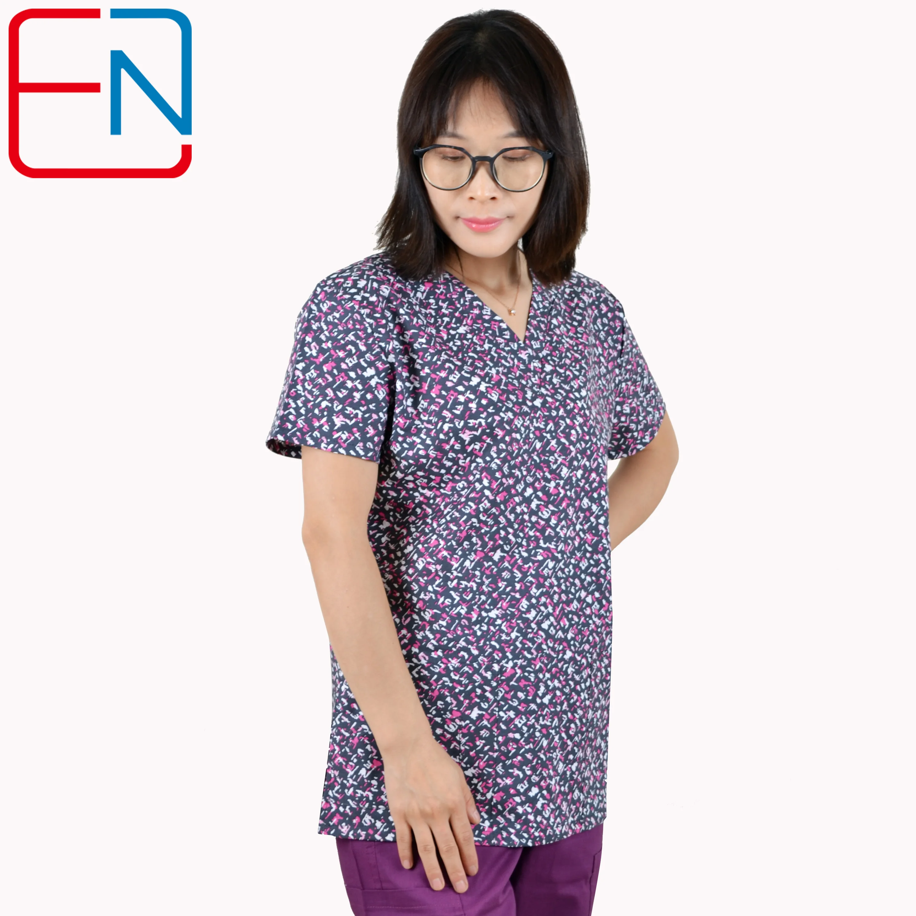 Hennar Скраб Топы из 100% хлопка женские скрабы топы униформа|scrub top|womens medical uniformsmedical