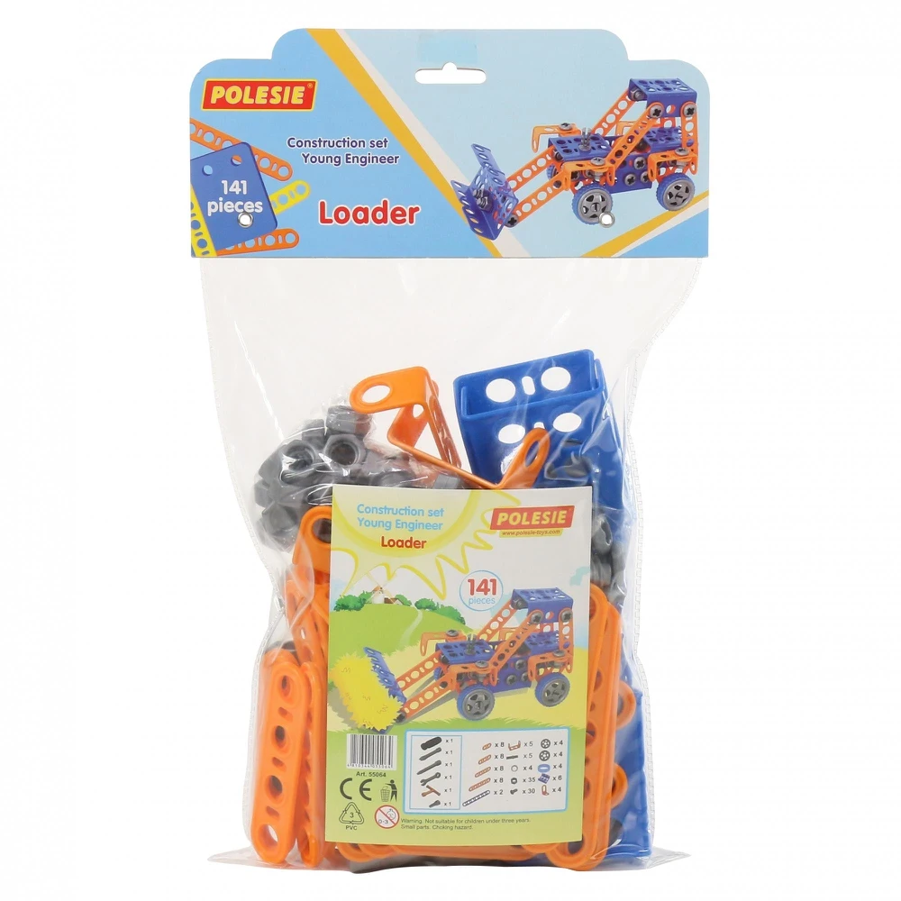 Конструктор &quotИзобретатель. Трактор погрузчик №1&quot (141 элемент)|Блочные