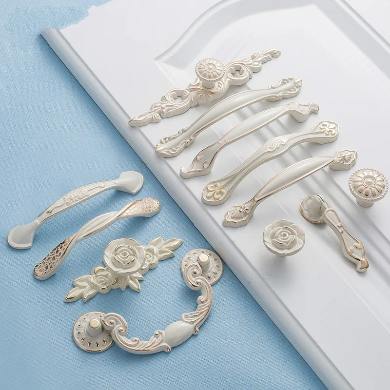 Дверные ручки в европейском сельском стиле золотая слоновая кость белая