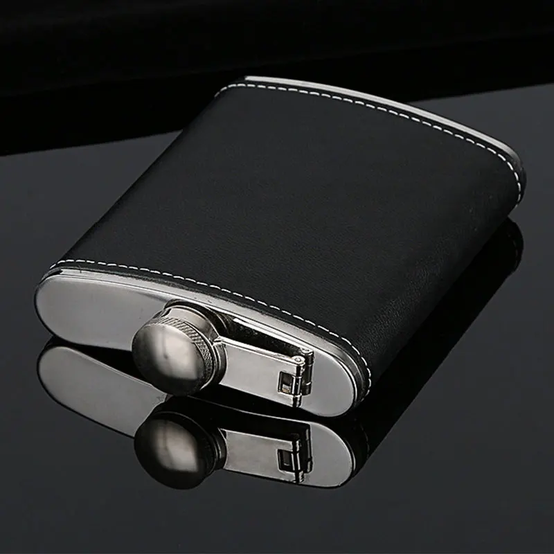 

Portable Stainless Steel Hip Flask Flagon Whiskey Wine Pot Bottle Gift 5/6/7/8/9 Oz with Leather Holder BOM666