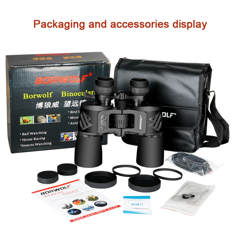 Borwolf 10 30X50 натуральную HD профессиональный зум мощный бинокль с подсветкой ночное