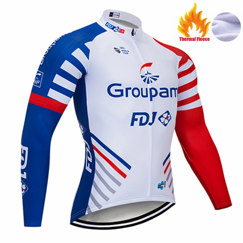 Новинка GROUPAMA FDJ велосипедная майка нагрудники брюки набор Ropa Ciclismo мужская зимняя термо флисовая pro велосипедная куртка Майо Одежда - Цвет: Pic Color
