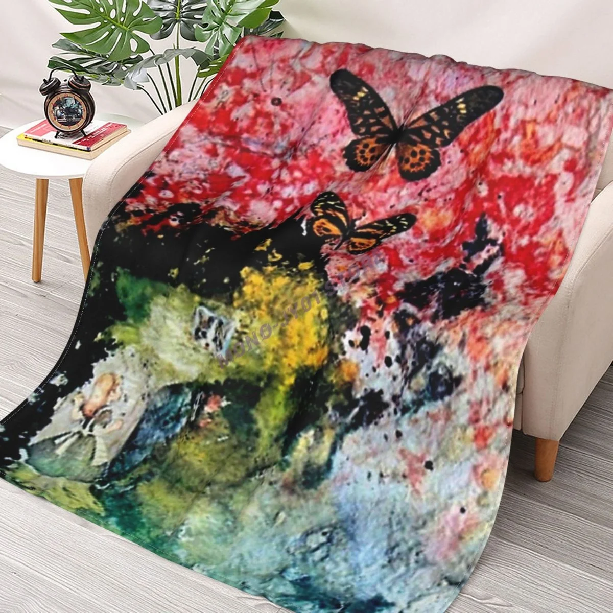 

ALICE IN WONDERLAND Vintage Abstract Butterfly Print Throw Blanket Sherpa Blanket cover Bedding soft Blankets