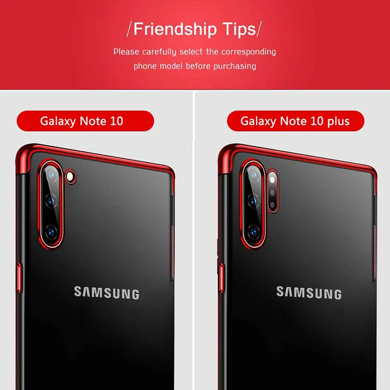 Силиконовый чехол для Samsung Note 10 Plus прозрачный чехол-бампер с покрытием Galaxy + Note10 9 |