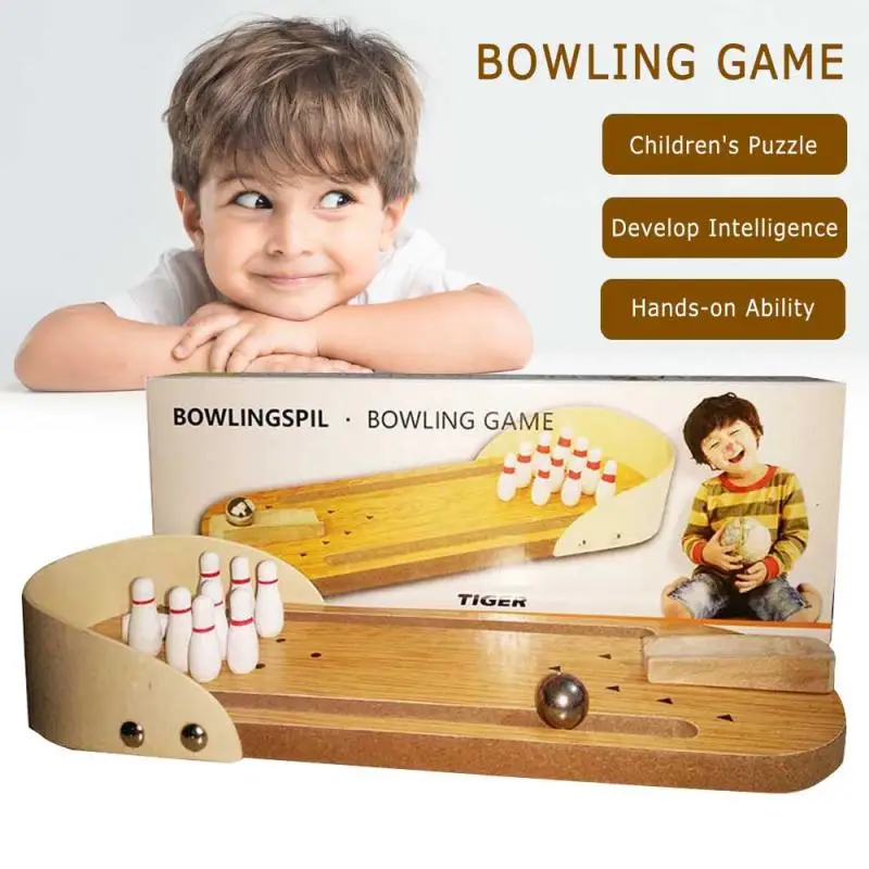 

MHORLX Wooden Mini Desktop Bowling Game Toy Set Fun Indoor Parent-Child Interactive Table Game Educational Sport Toy Child Gift