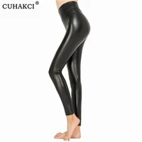 cuhakci legging free dropshipping women hot sexy black wet look faux leather leggings slim shiny pants s m l xl xxl