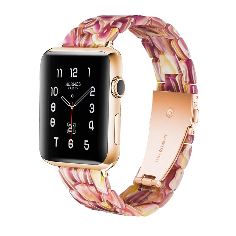 

Resin Strap for Apple Watch Band 44mm 40mm 42mm 38mm Iwatch Series 5/4/3/2/1 Bracelet Stainless Steel Buckle Watchband