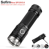 sofirn sp33v3 0 3500lm powerful led flashlight micro usb rechargeable torch light cree xhp50 2 with power indicator
