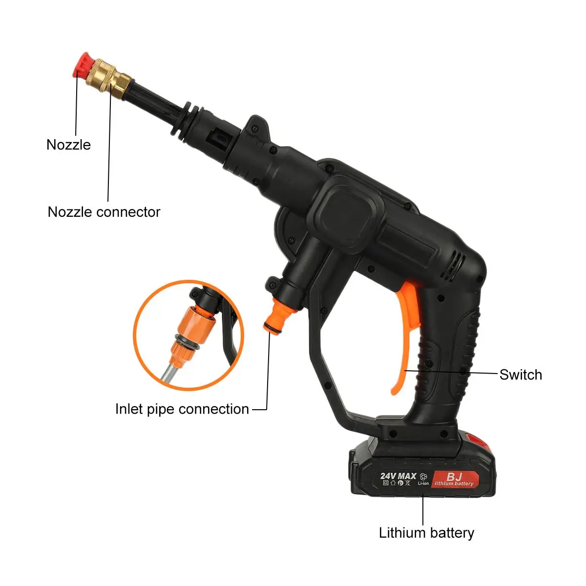 Цена Пистолет-распылитель для мойки автомобиля, 24 В, 1500 Вт, аккумулятор 22000 мАч