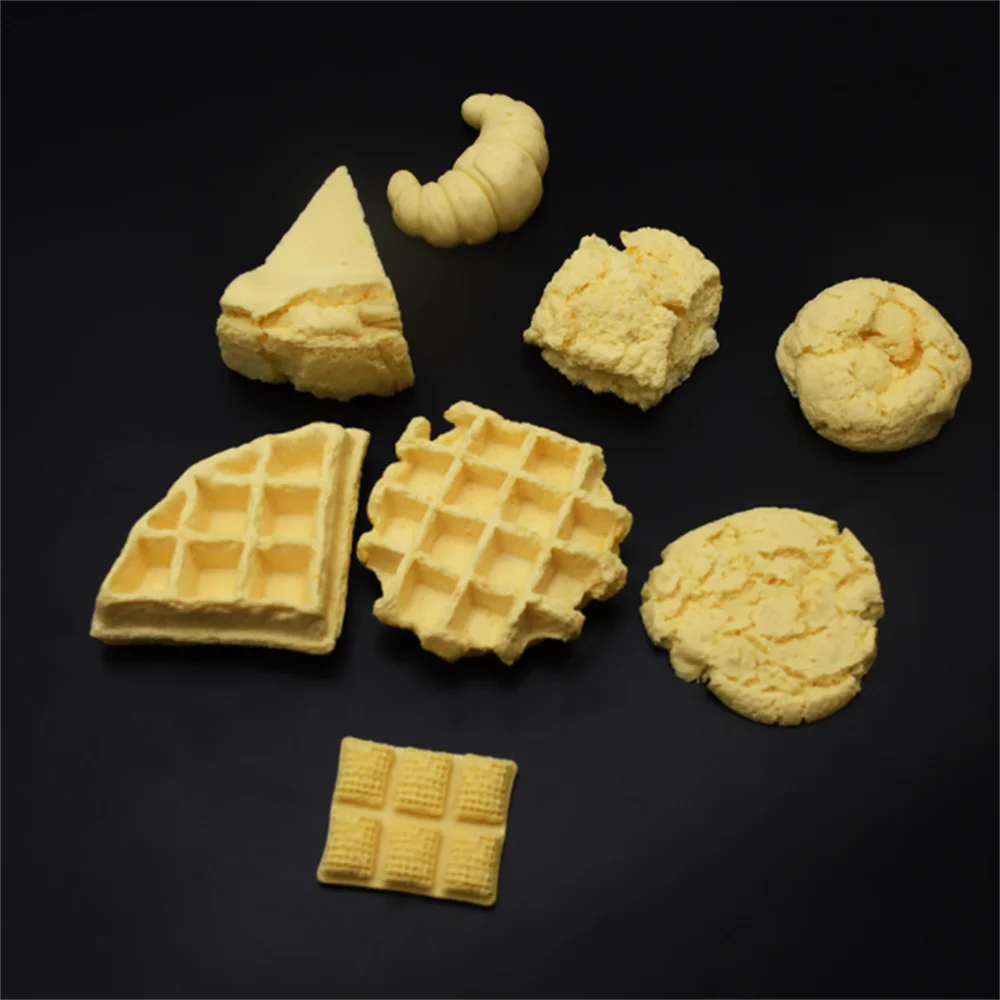 

3D Ins Simulation Large Waffle Candle Silicone Molds DIY Cookies Croissant Donut Handmade Making Wax Cake Plaster Mould Baking