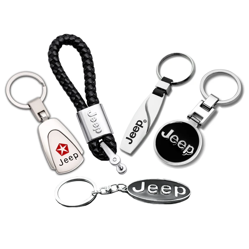

Metal+Leather Car Styling Keychain Key Rings For Jeep Wrangler JK JLRenegade Patriot KL XJ KJ Grand Cherokee WK2 WJ Accessories
