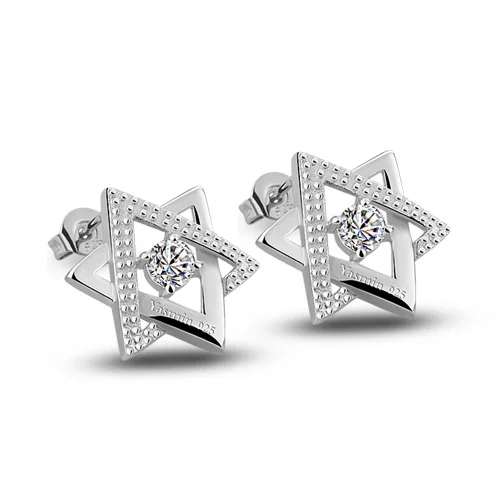 Мода 925 серебряные серьги для женщин популярные Стиль шесть в виде пятиконечных