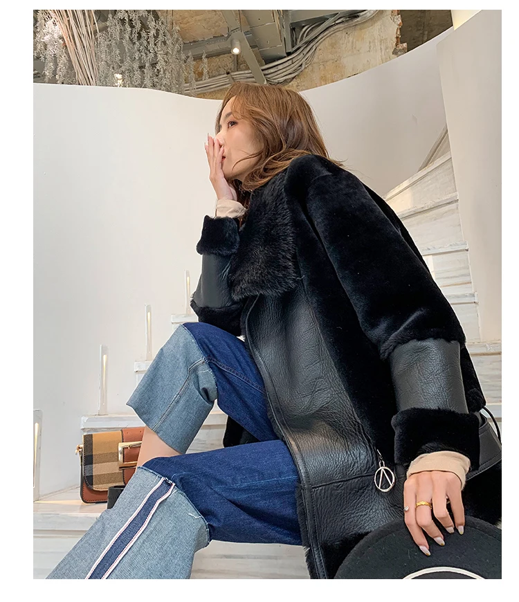 

2021 Real Natural Wool Luxury Winter Jacket Women Coat Double-faced Fur Genuine Leather Warm Outerwear New Fashion Locomotive