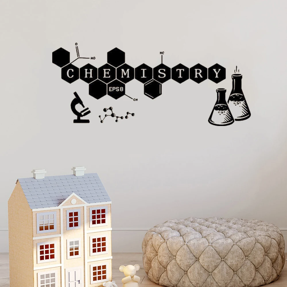 

Chemistry Wall Decal Science Education Wall Sticker Home Decor For Reading Room Kids Bedroom Removable Vinyl Mural dw20667