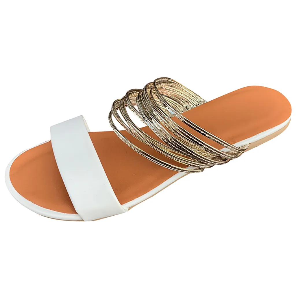 Шлепанцы на плоской подошве Женские летние пляжные сандалии с открытым носком