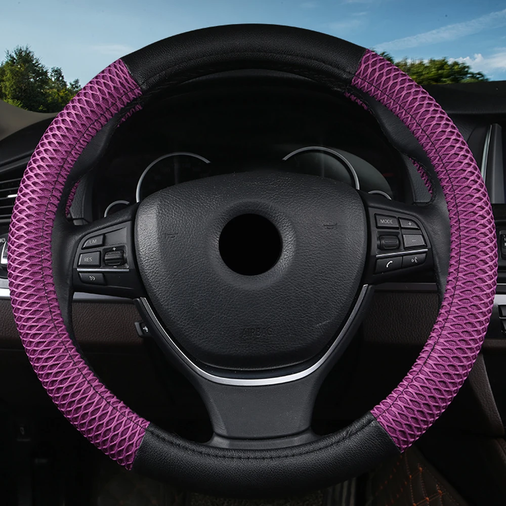 Purple Универсальные аксессуары для интерьера чехол на руль подходит для VW Polo Beetle Golf Passat T-Roc Tiguan Touran модели Amarok, Caddy Crafter - Название цвета: Purple