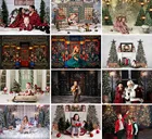 Фотофон Mehofond с изображением рождественской елки, кирпичной стены, снежинок, Блестящий Фон для детской портретной фотостудии