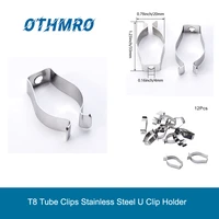 4 100pcs t8 tube clips stainless steel u clip holder for led fluorescent light tube lamp bracket lampholder