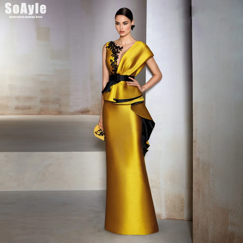 

Haute Couture вечернее платье с вырезом, украшенным бусинами Приталенная модель черного цвета с поясом и асимметричным вырезом атласная Русалка ...