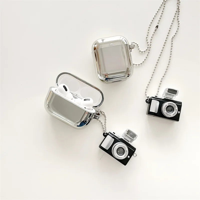 

Camera Pendant Electroplated Apple AirPods 1 / 2 / 3 Pro Case Cover iPhone Earbuds Accessories Airpod Case Air Pods Case