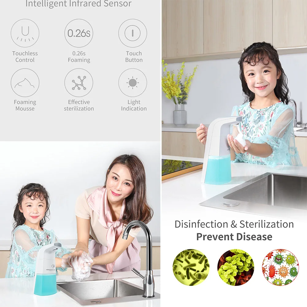Durable Home Smart Health Care Free Stand Kitchen Practical Low Noise Foaming Bathroom Automatic Sensor Soap Dispenser Electric