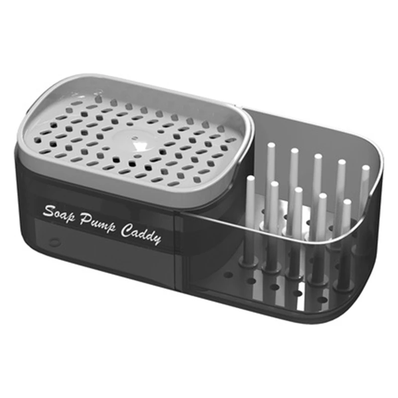 

Кухонный дозатор для мыла с губчатым ящиком, автоматический скребок для губки, пластиковая стойка для хранения губки для мытья посуды