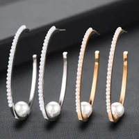 godki jimbora luxury romantic shiny 2 colors pearls earrings big circle korean elegant womens square long earrings in jewelry