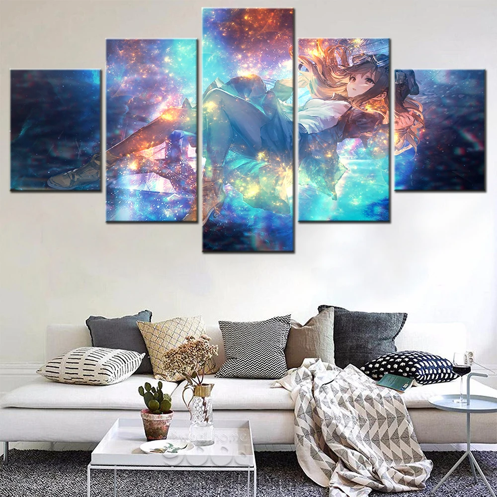 

Canvas Painting 5 Piece Japanese Cartoonist Anime Brown Girl Art Modern Decorative Wall Pictures Decor Living Room Posters
