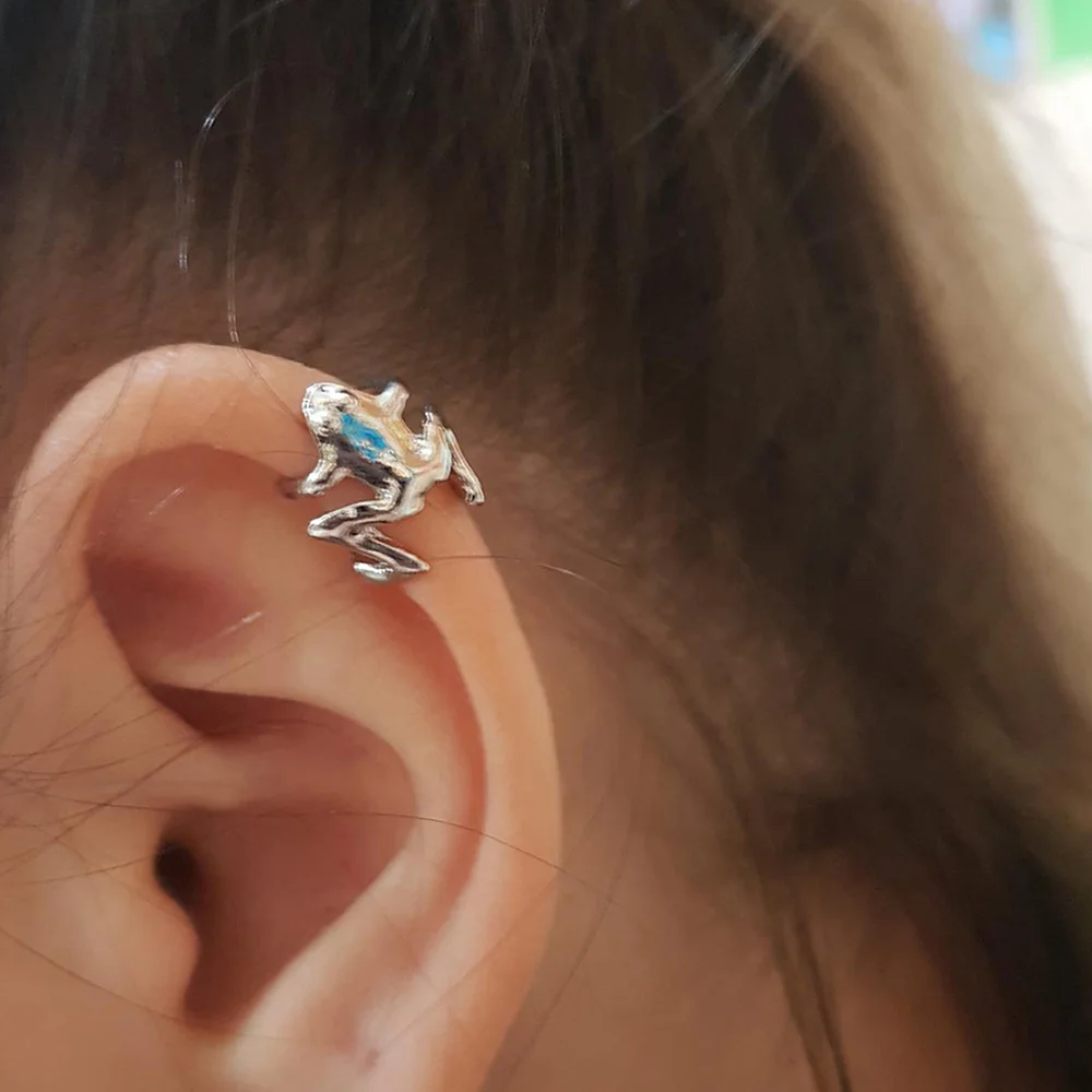 

1 PC Fashion Trendy Frog Ear Cuffs Silver Ear Cuff Clip Earrings For Women Creative No Piercing Fake Cartilage Earrings Jewelry