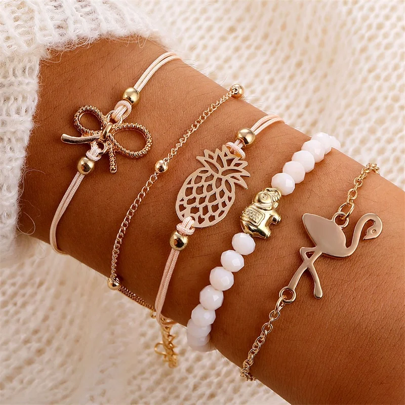 FAMSHIN 5 шт./компл. богемные браслеты с подвесками и кисточками в виде птиц для