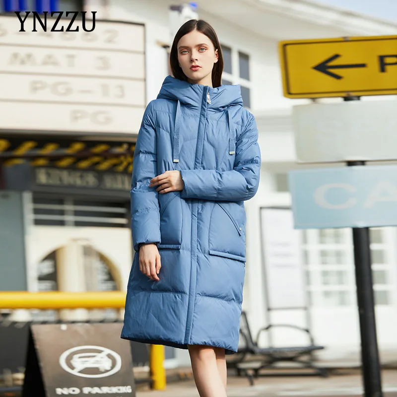 

2021 Winter Jacket Women Big Size Solid Thick Warm Hooded Duck Down Coats Long Style Windproof Casual Solid Overcoat YNZZU 1O371