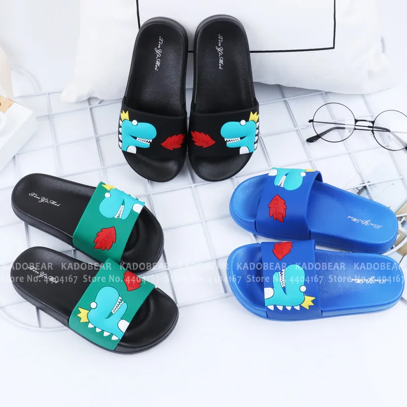 Детские летние тапочки с рисунком динозавра Домашняя водонепроницаемая обувь