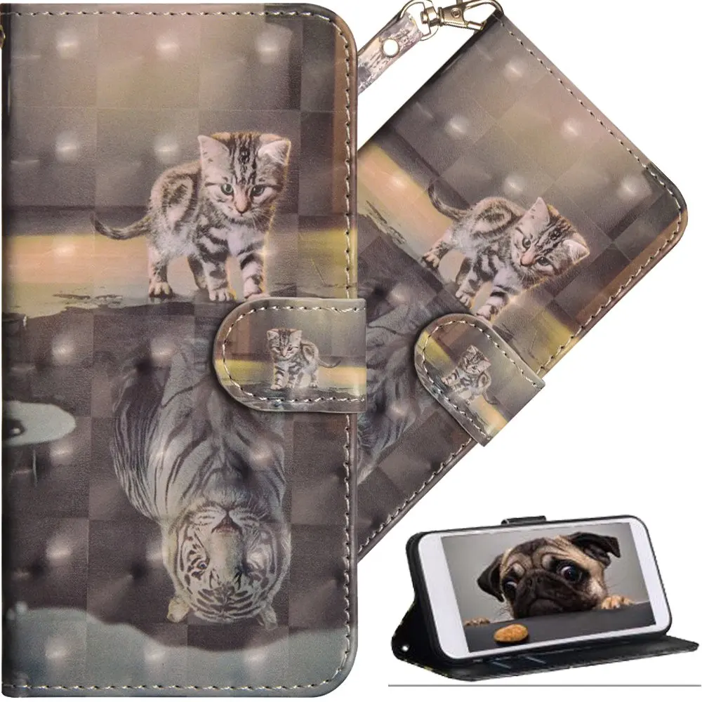 Tiger 3D Wallet Case For Xiaomi Redmi Note 8 7 6 5 Pro Redmi 8 7A 7 6 K20 Cover PU Leather Case For Xiaomi Mi 9T 8 SE A2 A3 lite CC9 - Цвет: Tiger