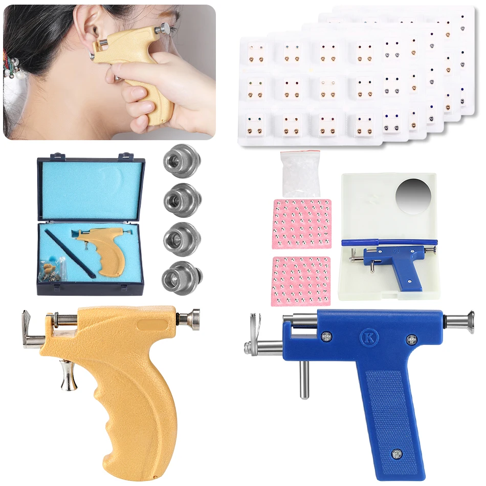 

Professional Universal Ear Piercing Gun Ear Piercing Instrumen Gold Birthstone Gem Ear Lip Helix Stud Earring Jewelry