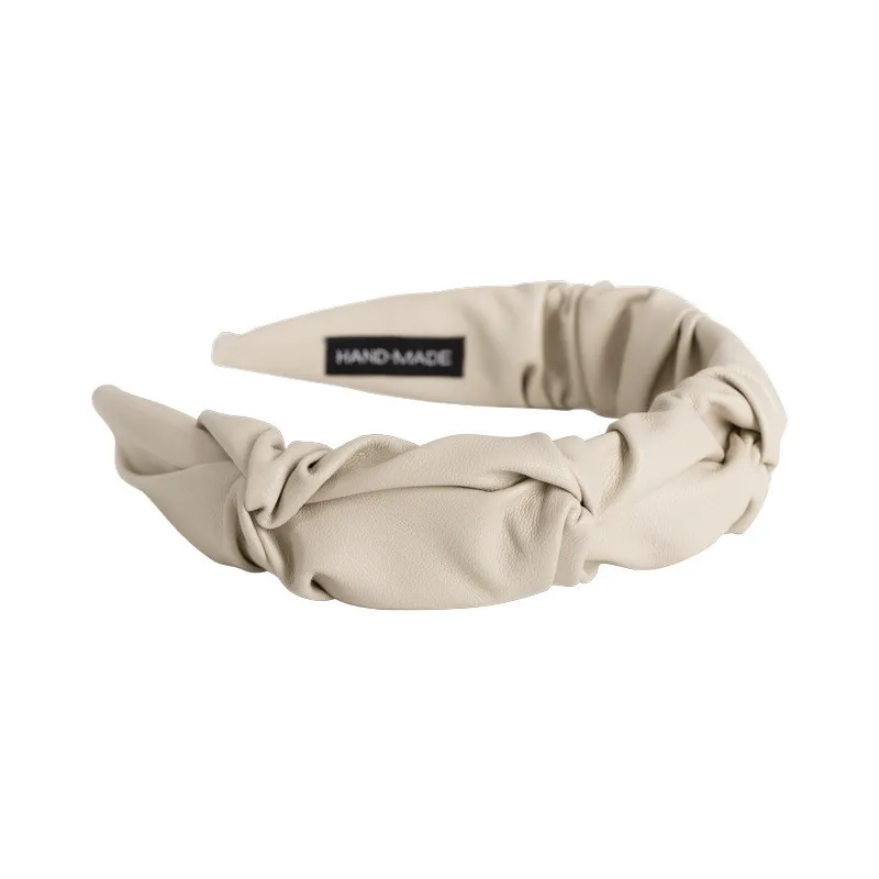 

Winter New Fashion Vintage Solid Color Pu Leather Knotted Hairbands Hair Bands For Women Fashion Hair Accessories Headwear