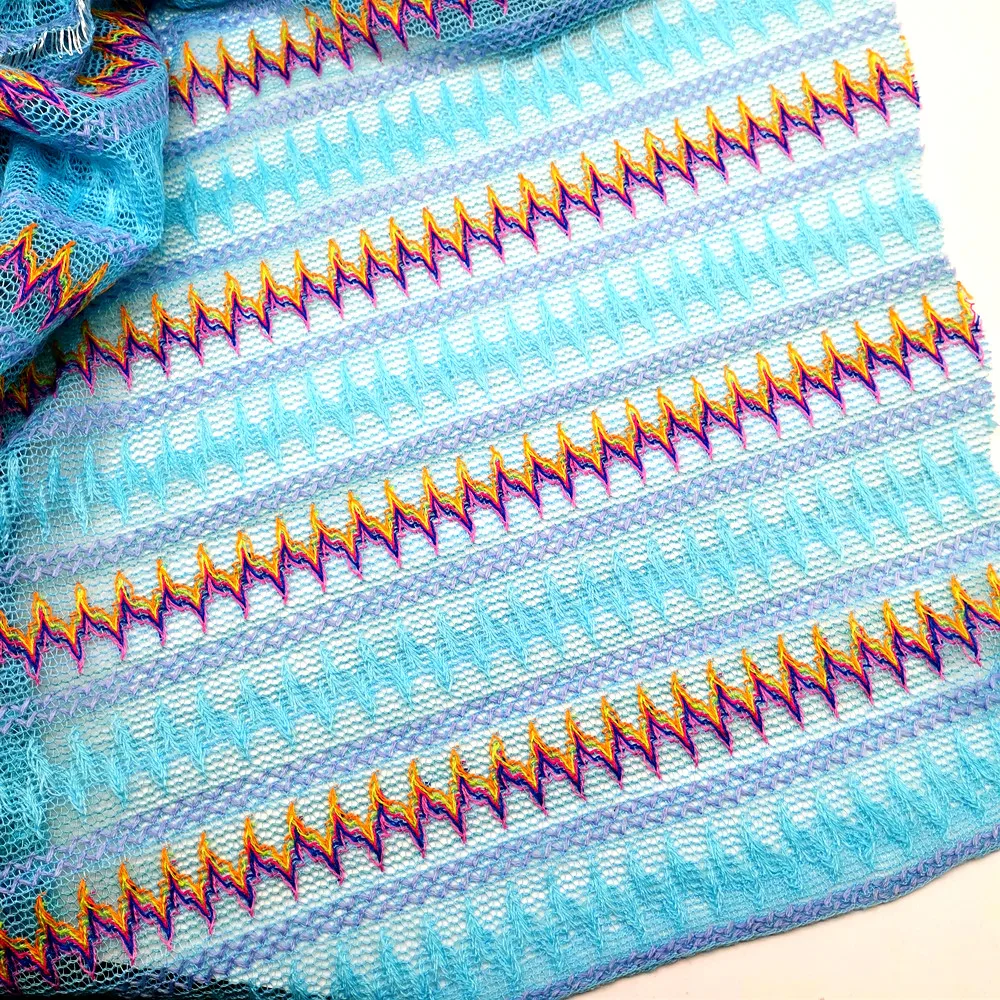 

Knitting Lace Fabrics Acrylic Polyester Zig Zag Wave Striped Lace Crochet Mesh Fabric Diy Fashion Cloth 150CM/501B