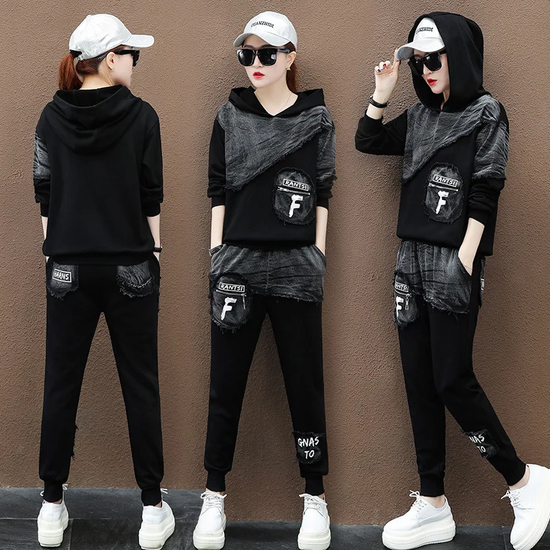 Женский комплект из 2 предметов модельный костюм с толстовкой и брюками-джоггеры