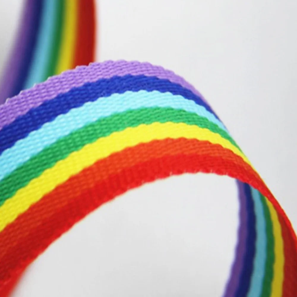 

1 Roll 2.5cm 50 Yards Colorful Rainbow Pattern Polyester Imitation Plain Weave Ribbon Lanyard Ribbon Belt for Backpack Clothing
