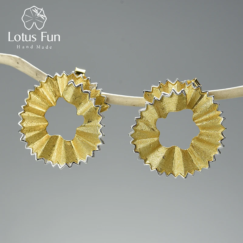 Компания Lotus Fun карандаш стружки дизайн серьги гвоздики серёжки из настоящего