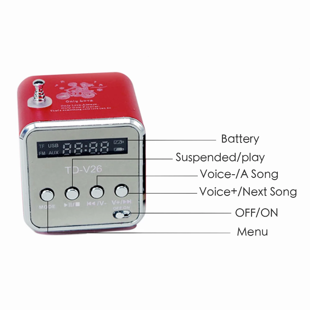 Портативный металлический беспроводной динамик FM музыкальный плеер Поддержка tf