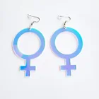 Лазерные серьги для мужчин и женщин с символами пола, акриловые серьги, меняющие цвет, ажурные длинные большие серьги с кисточками, простые уникальные модные украшения