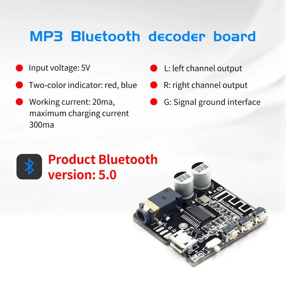 Плата аудиоприемника VHM-314 V.20 с функцией Bluetooth 5 0 плата mp3 декодер не допускающий