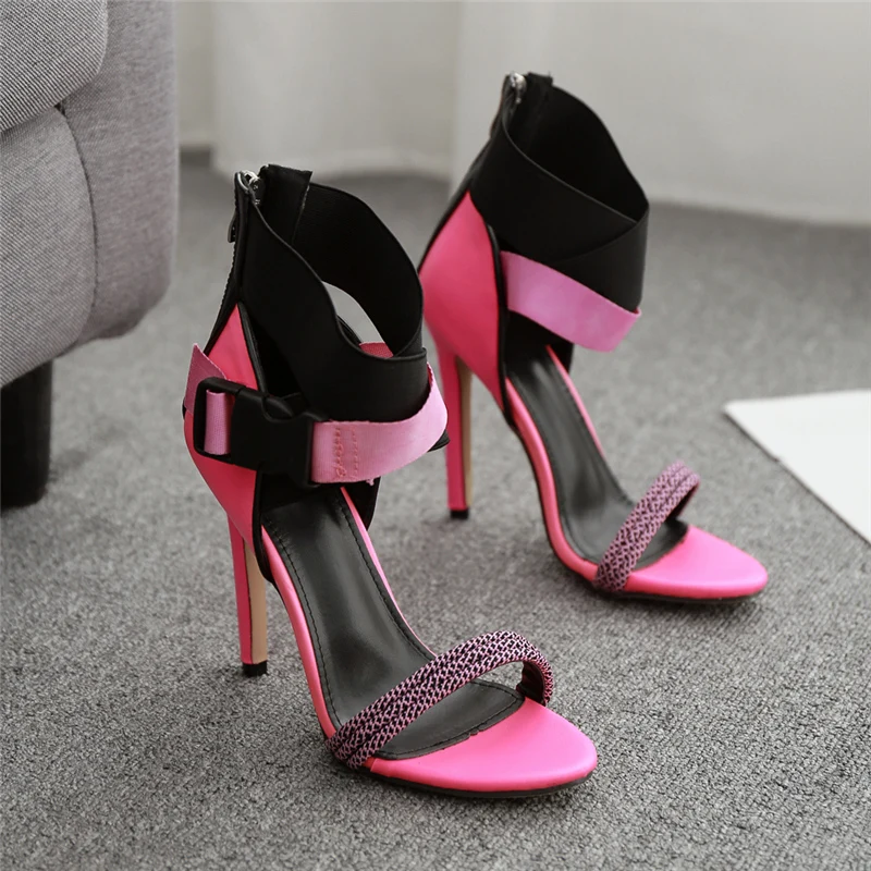 Летние женские босоножки на высоком каблуке 11,5 см; Stiletto Valentine; цвет оранжевый, зеленый; Туфли-гладиаторы на платформе; персиковые туфли; женские туфли-лодочки