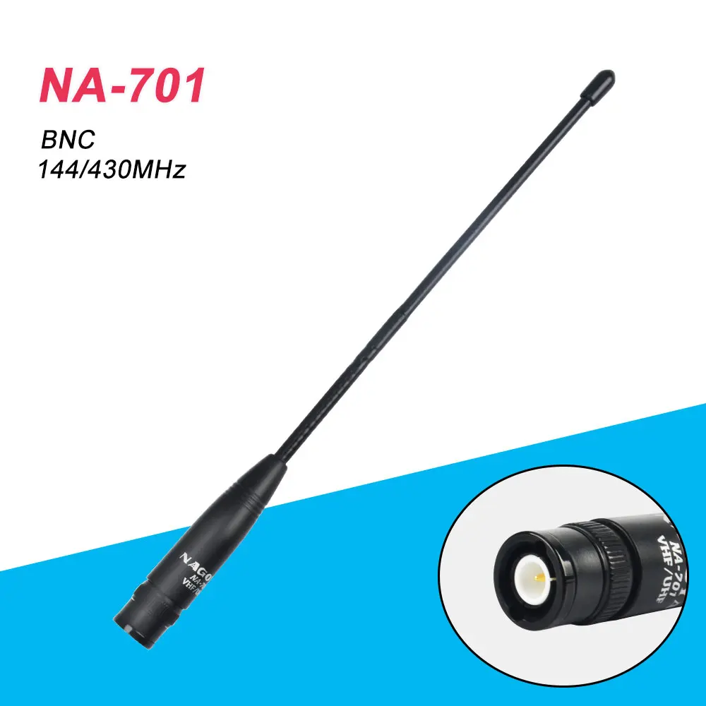 Original Nagoya NA-701 BNC 144/430MHz Dual Band High Gain Soft Antenna 10W for ICOM Yeasu Kenwood Walkie Talkie Two Way Radio