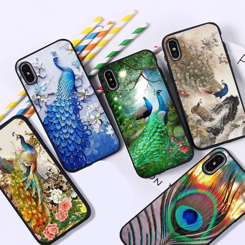 YNDFCNB в виде перьев павлина чехол для телефона iPhone 11 12 pro XS MAX 8 7 6 6S Plus X 5S SE 2020 XR