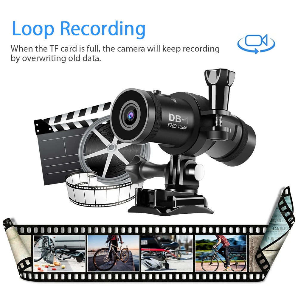 BOBLOV водонепроницаемый DB-1 камера на мотоциклетный шлем велосипед HD DVR Dash Cam 1080P SONY