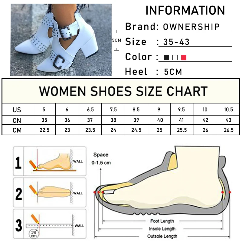 

Women's Pointed Toe Leather Ankle Boots Rivet Decor 2020 Fashion Woman Autumn Square Heels Women Female Buckle Pumps Zip Shoes
